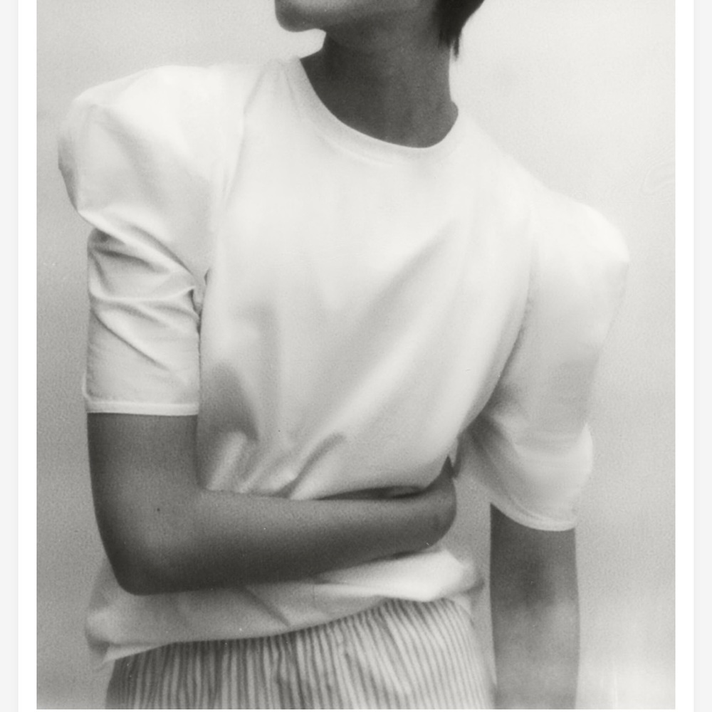 Zara Combined Poplin Puff Sleeves Top